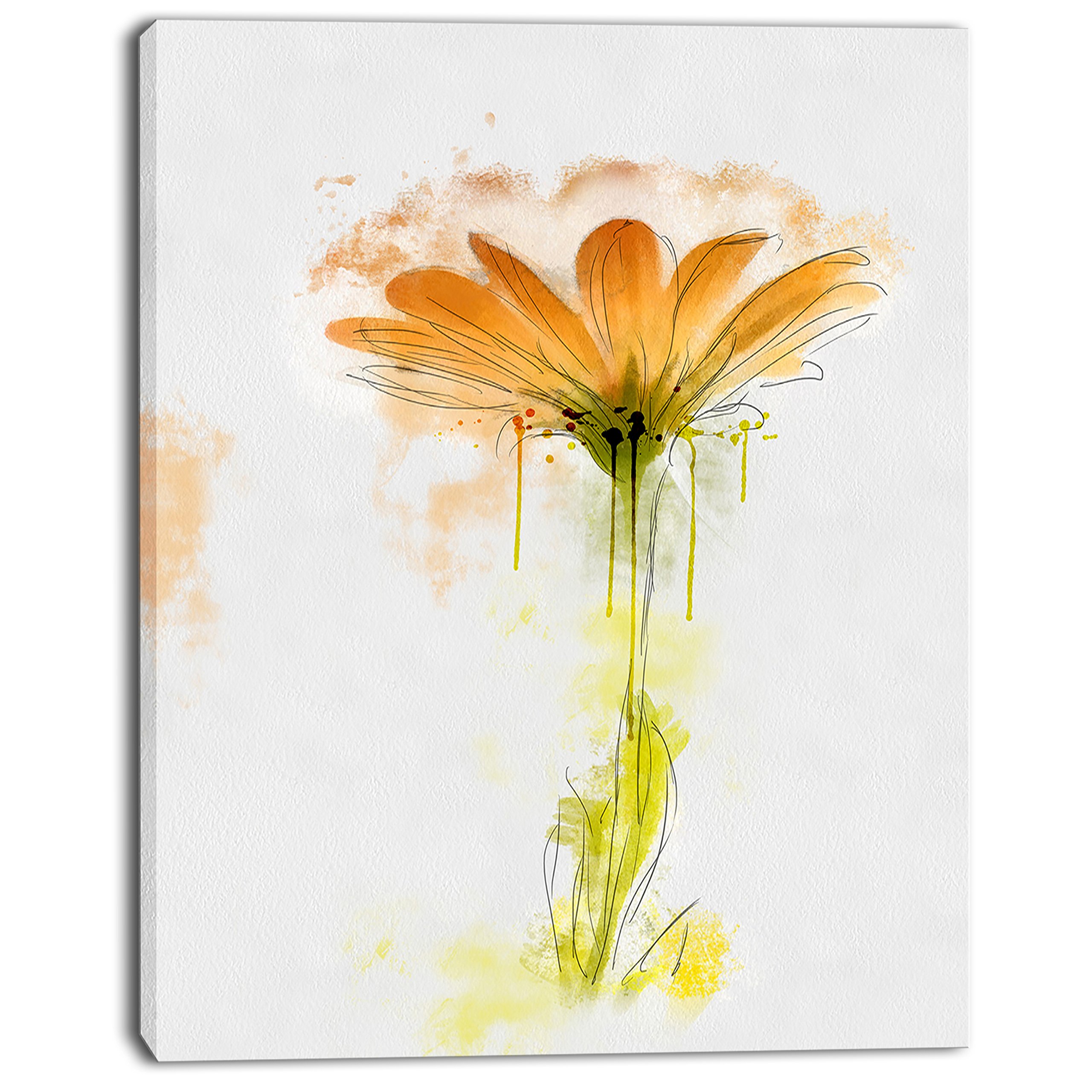 Amazon.com: Design Art Orange Gerbera Sketch Watercolor